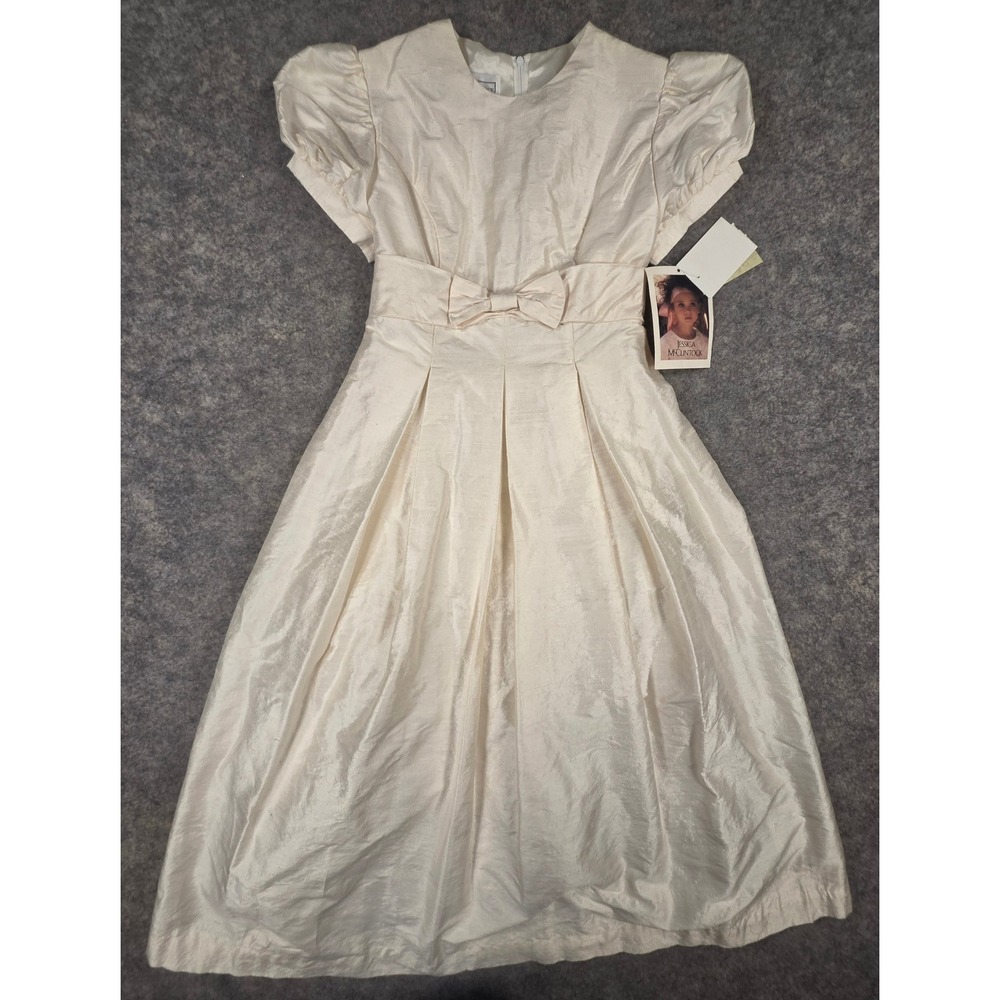 Vintage Jessica McClintock Girls Dress Size 12 Cream Champagne Formal Girl